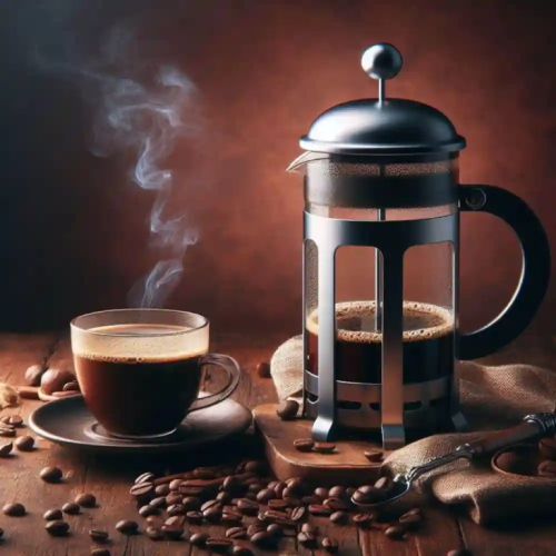 Cafe hecho en prensa francesa